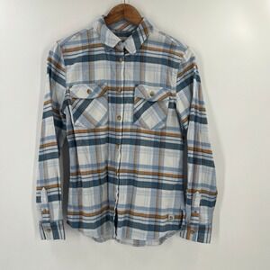 Duck Camp Womens Plaid Flannel Shirt Long Sleeve Button Down Blue Small WLS700
